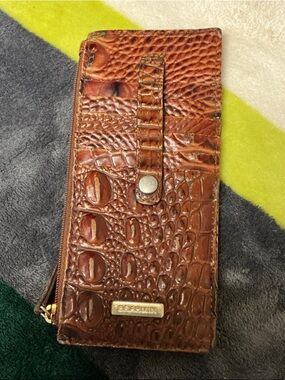 Brahmin Cognac Croc-Embossed Card Wallet